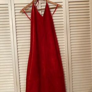 100%Red suede dress
